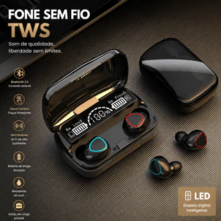 Headset Bluetooth M10 TWS Sem Fio com Display LED e Caixa Power Bank