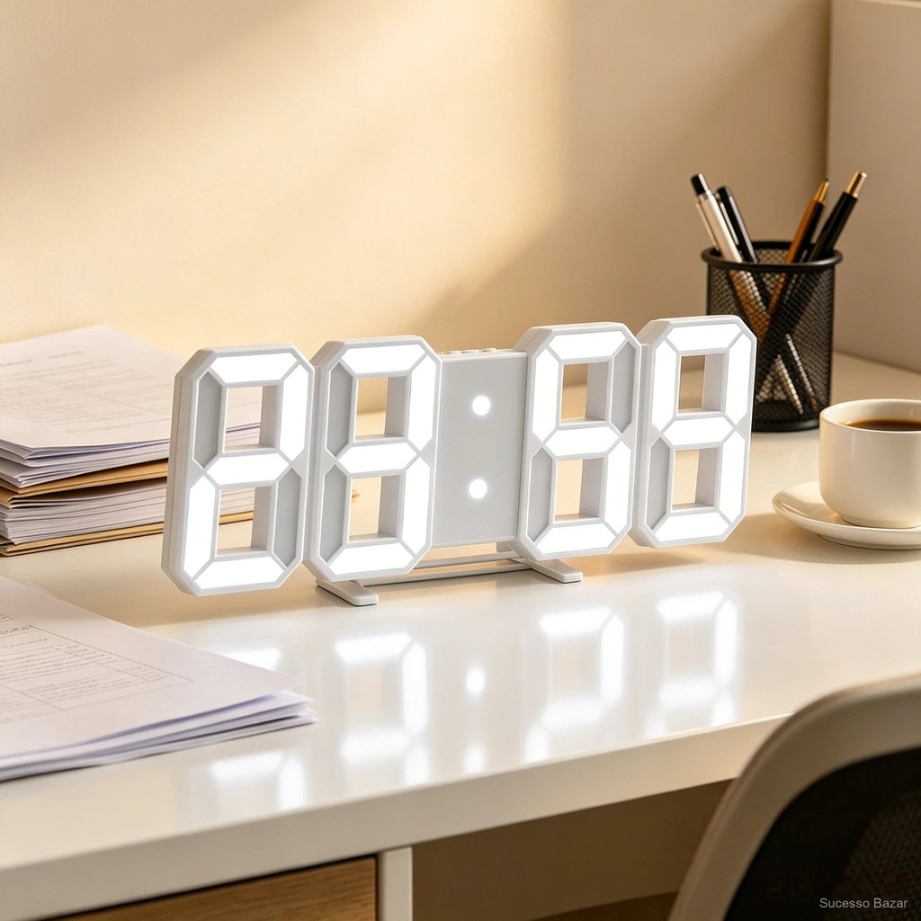 1 Pc 3d Led Relógio De Mesa Digital / Design Moderno Luz Noturna ...