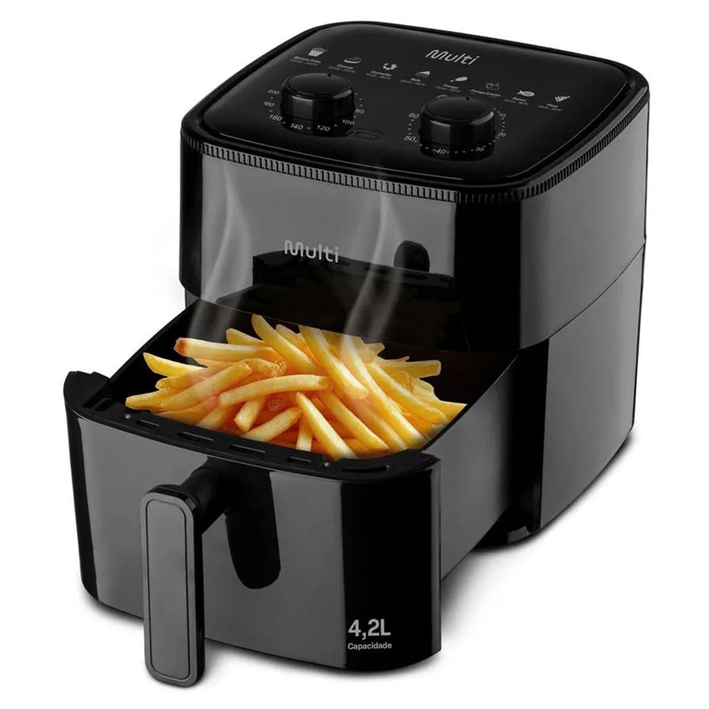 Fritadeira Elétrica Air Fryer 4,2L 1350W 127V Preta Multi GO