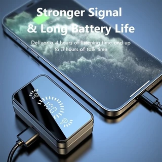 Fone TWS 5.2 Estéreo - Estojo 2000mAh com Suporte Celular - IPX5 Prova d'Água - 4-5h Bateria