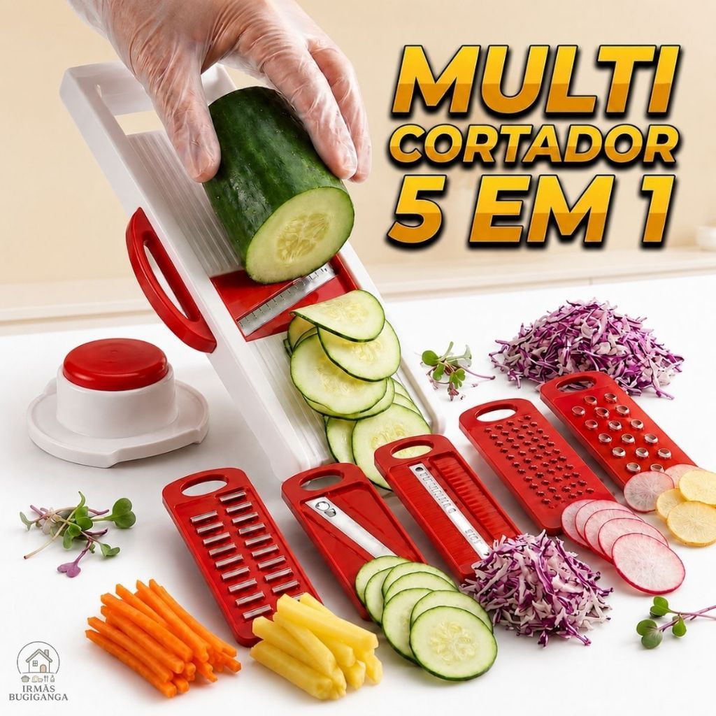 Multi Cortador Fatiador Mandolin Ralador 5 Em 1 Legumes com 