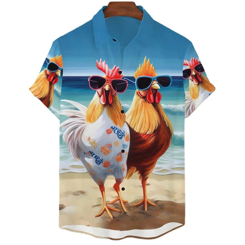 Camisa Masculina Praia Galo Impressão 3D Roupas Masculinas Oversized ...