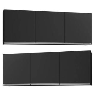 Kit 2 Armários Aéreos 150cm 3 Portas Argélia Preto - Lumil | Shopee Brasil