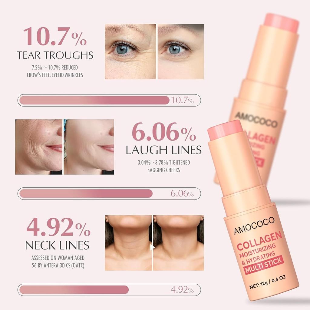 Imagem do produto Bastão de colágeno multi-efeito, bálsamo labial hidratante multifuncional, primer para maquiagem dos olhos e pescoço, bá 4