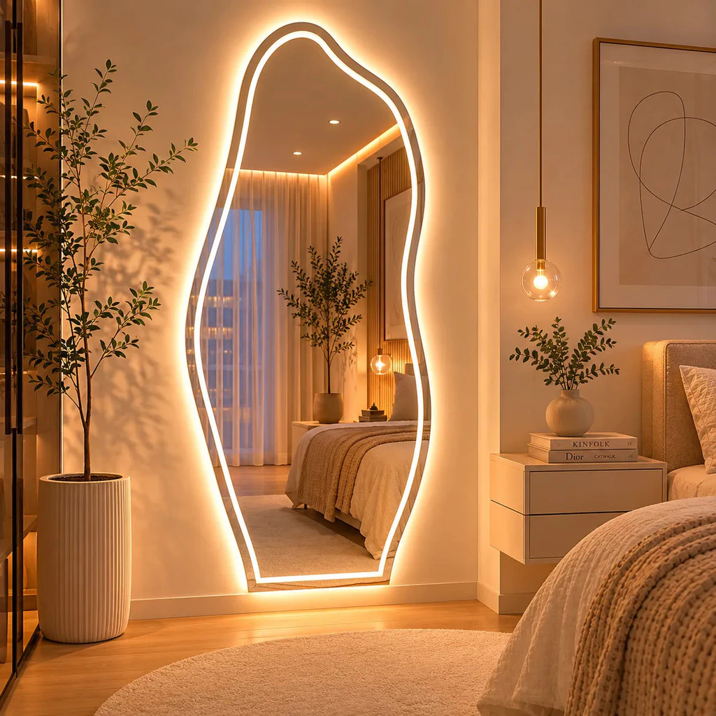 Espelho Grande Com Led 3 Cores e Botão Touch Jateado 90x40 Banheiro Quarto Sala Entrega Rapida - Imagem 3