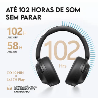 Headphone QCY H3S Cancelamento de Ruído Ativo ANC, Sem Fio TWS Bluetooh 6.0, Até 102 Horas, Hi-Res Audio