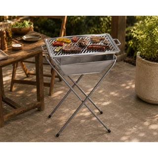 Suporte Churrasqueira Gengiskan Retangular 1 Peça 71cm Alto Churrasco Fácil Praticidade