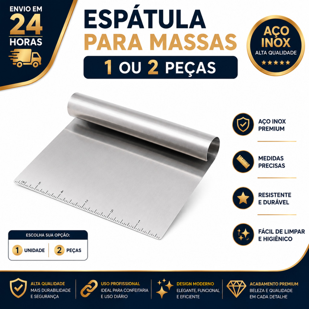 Espátula Tubular Inox Raspadora Cortadora Confeiteira Massas