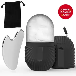 Conjunto De Rolo De Gelo E Gua Sha De Aço Inoxidável: Ferramenta De Massagem Facial Para Levantamento Contorno