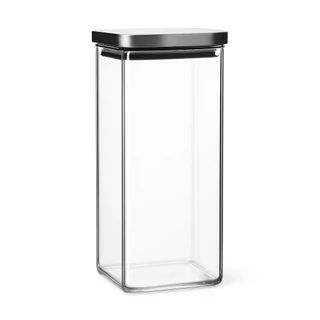 Pote Vidro para Mantimentos Tampa Hermetica de Inox Quadrado 2100 ml Promointer