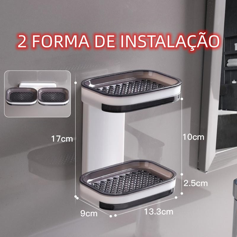 Saboneteira 2 Camada Caixa De Sabão Para Banheiro Com Suporte Favourite