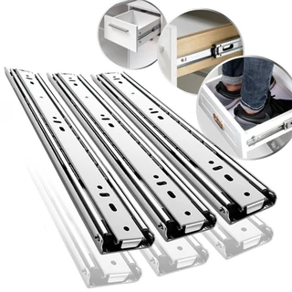 6 Corrediça Telescópica H35 Reforçada 35cm Resistente 350mm 3 PAR 35KG Trilho Gaveta Móveis Armário Galvanizado Light