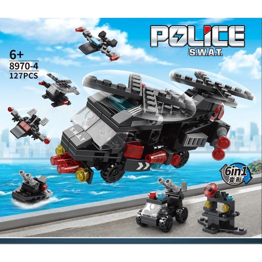 Kit Bricks 6 em 1 Montar Robô, Trem, Polícia | Brinquedo Educativo ...