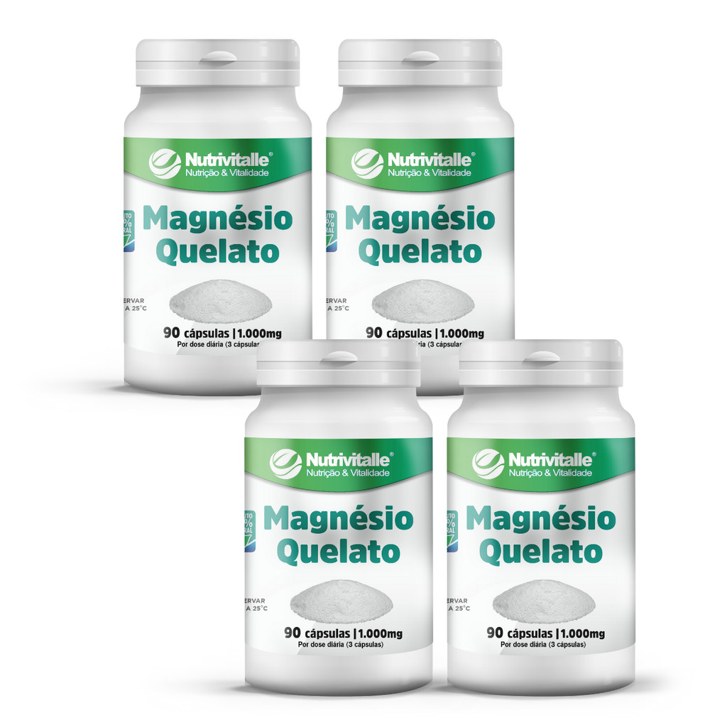 Combo 4 Un Magnesio Quelato 700mg 90 Capsulas Nutrivitalle | Shopee Brasil