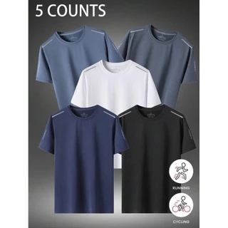 KIT 5  Camiseta Masculina para Montanhismo ao Ar Livre, Verão Camisa de Seda de Gelo Secagem Rápida Fina Versátil em Oferta na Shopee