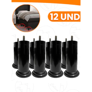 Kit Até 12 Pés Cama Box 12cm Universal Com Parafuso Pezinho Plástico Reforçado