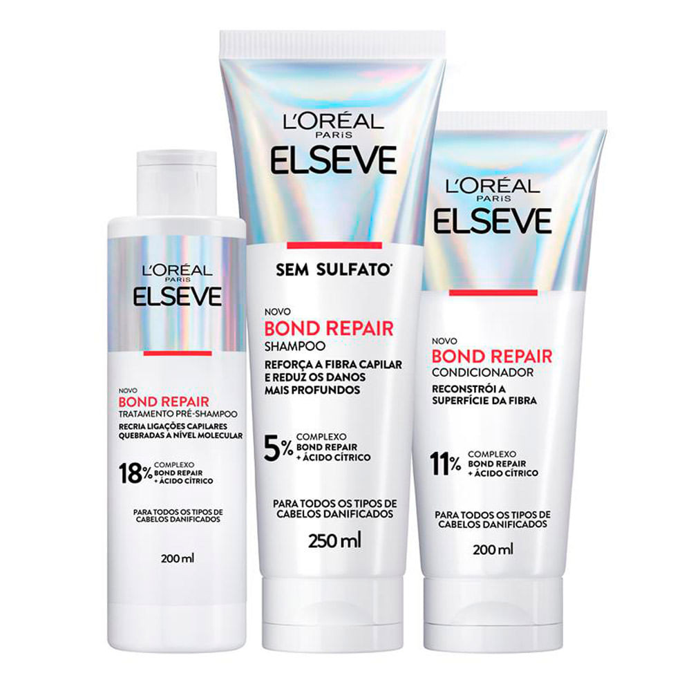 Kit Elseve Bond Repair Tratamento Pré Shampoo 200ml Shampoo 250ml e ...