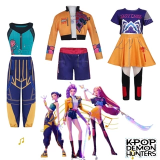 WFRV 4-10 Menina Halloween K-Pop : Demon Hunters Cosplay Traje Zoey Rumi Mira Anime Legal Conjunto De Impressão Infantil