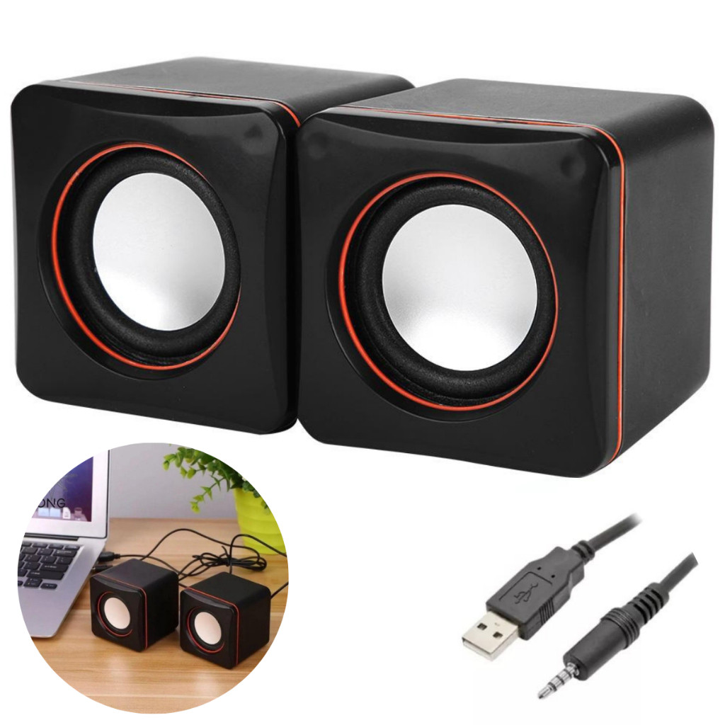 Caixa Caixinha de Som Potente Usb P2 Para Computador Pc Notebook Home Office - Aquarius