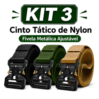 Kit 3 Cinto Tático Masculino Militar Em Nylon Reforçado Com Fivela Ajustável Alta Resistência