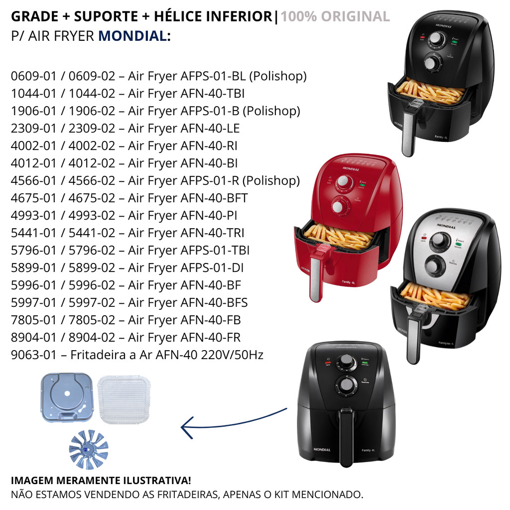 Hélice Metálica interna Air Fryer Mondial Original em Promoção na