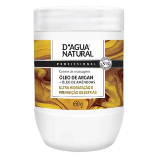 D'Agua Natural Óleo de Argan + Óleo de Amêndoas Profissional Creme de Massagem Contém 650g em Oferta na Shopee