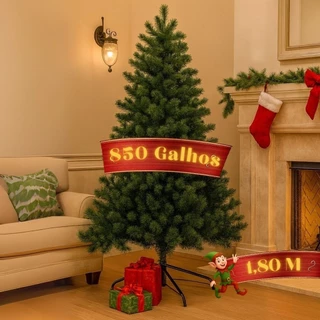 Árvore Natal Pinheiro Luxo1,80m 850 Galhos Tradicional Cheia