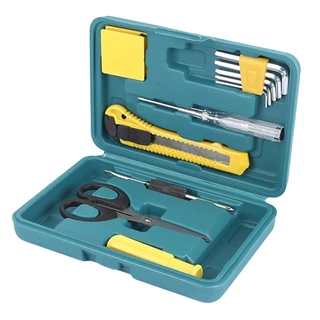 Kit Jogo de ferramentas manutenção Maleta 11 Pçs (Chave Allen Tesoura Estilete Multiuso)