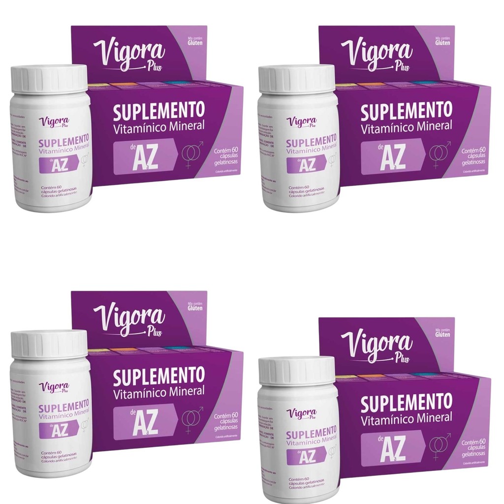 Kit Vigora Plus AZ Com 4 Unidades De 60 Cápsulas Gelatinosas Cada ...