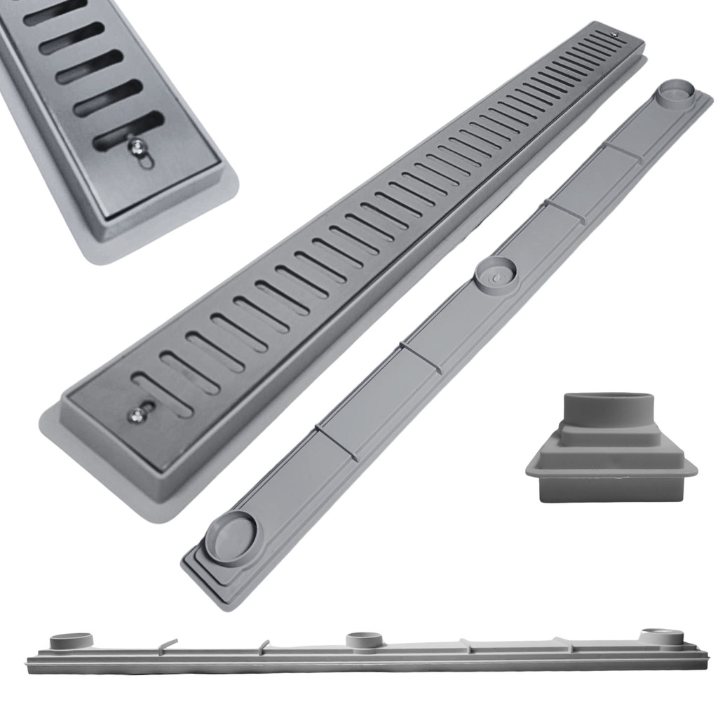 Ralo Linear 5x70 Inox Escamoteavel Coletor Raso 3cm Banheiro Cinza ...