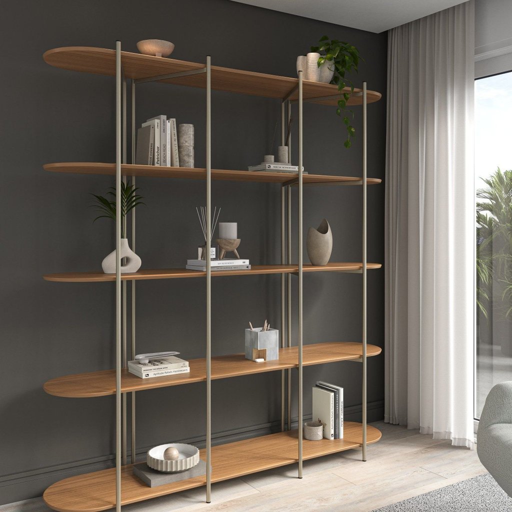 Estante Multiuso Livreiro Orgânica Industrial Enya 195,8CMX180CM