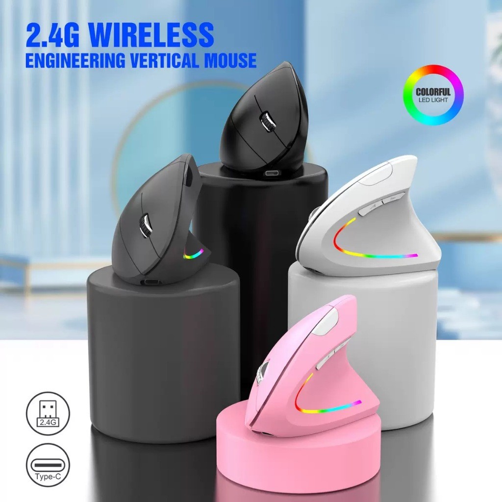 Mouse vertical sem fio 2.4G recarregável ergonômico vertical mouse 3 ...