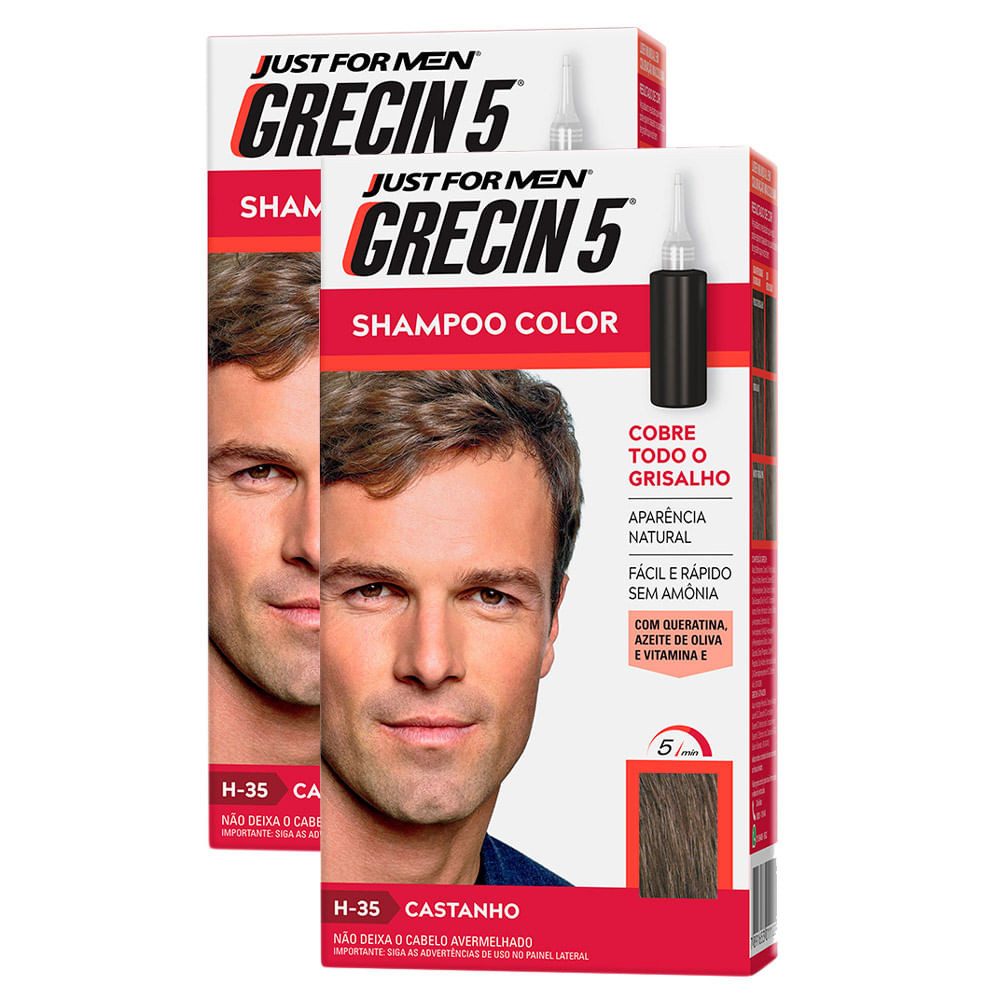 Kit 2 Grecin 5 Shampoo Color Tonalizante Castanho 60ml | Shopee Brasil