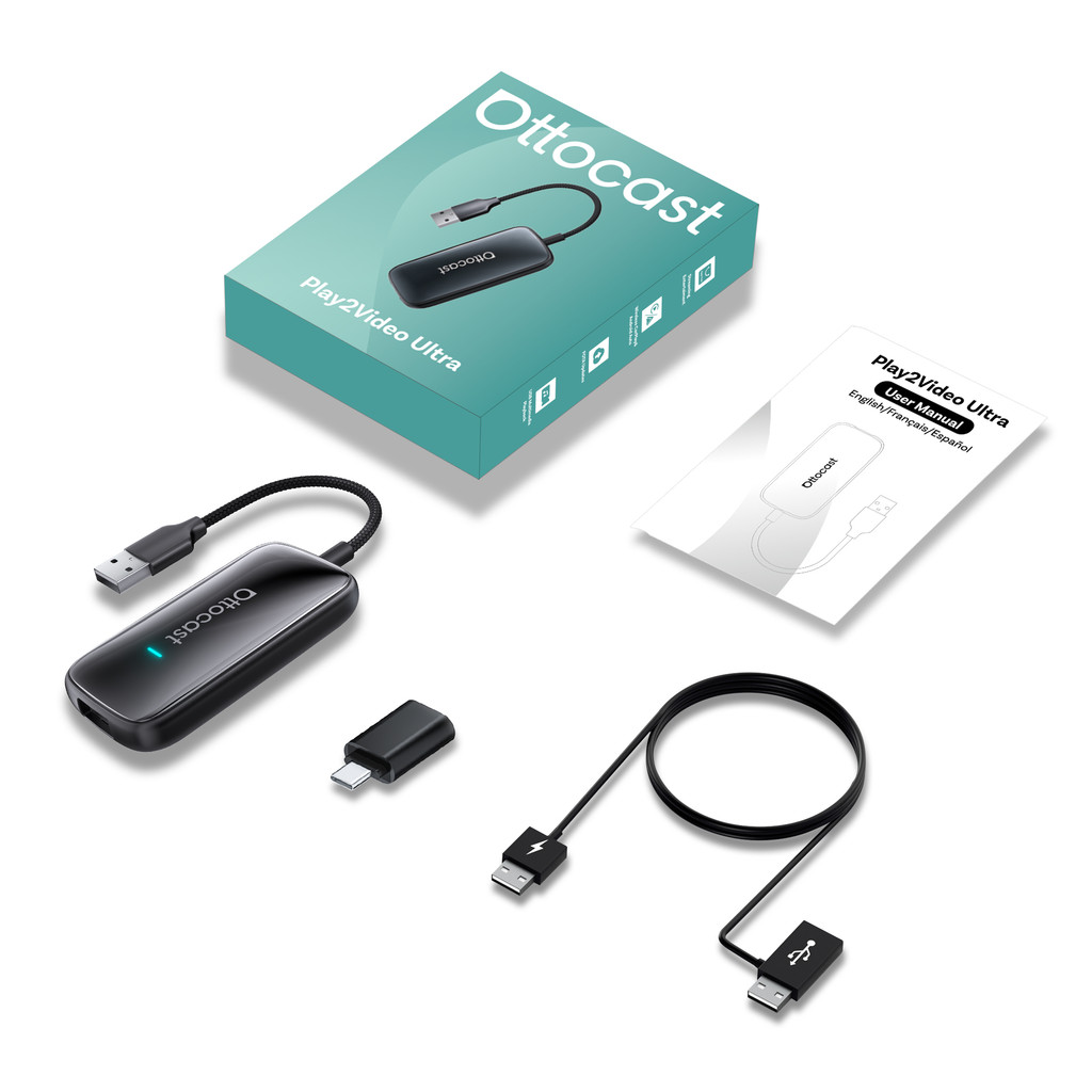 【新品】OTTOCAST Play2Video Ultra AI Box 車載 Ottocast Play2Video Ultra Ai Box Adaptador Automático Sem Fio