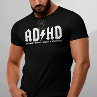 Camiseta Meme TDAH ADHD ACDC Unissex 100% Algodão Premium