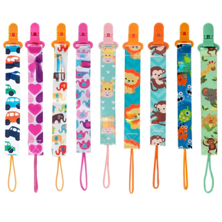 Kit Ate 5 Prendedor De Chupeta Com Trava Com Corrente Clipe Chupeta Menino e Menina - Promoção