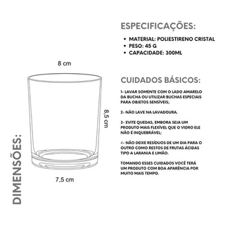 Kit 4 Copos Whisky Acrílico 350ml Liso E Elegante Drinks