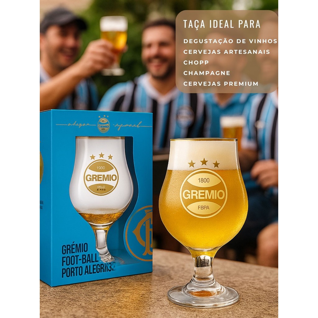 Taça Dublin 400ml Oficial Vidro Cristal Série Ouro Vinho Cerveja Choop ...