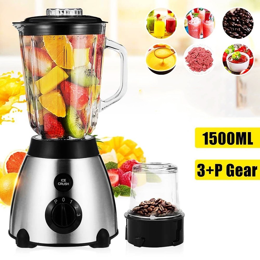 Liquidificador Potente 1000W Inox 1,5 Litros Com Moedor de Café Grãos ...