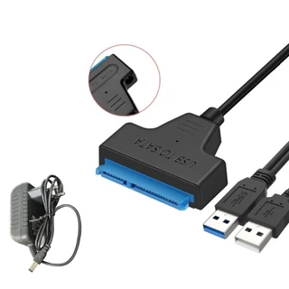 Adaptador Conversor USB 2.0 e 3.0 Para Sata 22Pin 2.5" HDD com Fonte de Alimentação 12V 2A