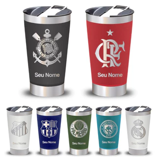 Copo Termico inox Personalizado Time Brasileiros + Seu Nome gravação a laser