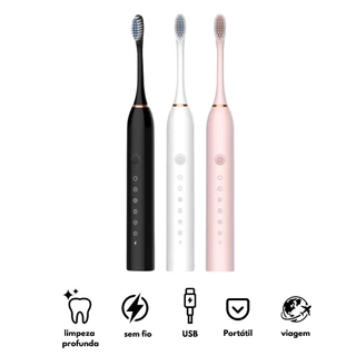 Escova Dental Elétrica USB Carga 6 Engrenagem À Prova D'água 4 Escovas Cabeças De Substituição
