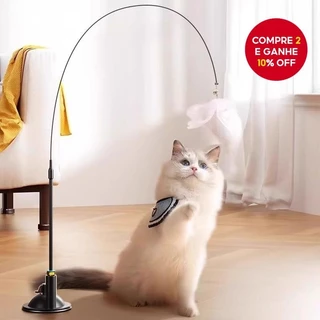 teaser De Gato , Montado No Chão , Brinquedo Cabo Longo , Penas , Botão De Sucção A Vácuo , Removível , Para Gatos