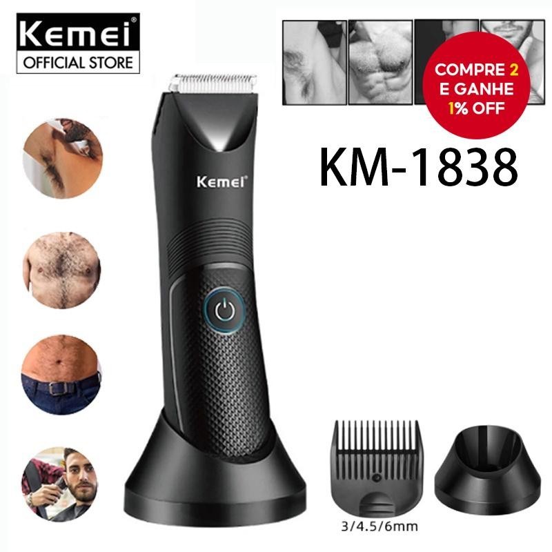 Máquina De Cortar Cabelo KEMEI KM-1838 Para Uso Unissex , À Prova D'água , Aparador De Pêlos Corporais .