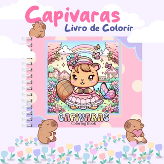 Livro De Colorir Capivaras Capa Dura 50 Folhas de 180g em Oferta na Shopee