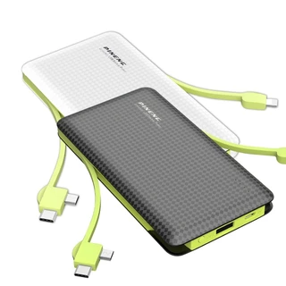 Power Bank 10000mAh Pineng Portátil com Cabos Embutidos USB Tipo C e Lightning Carregador Rápido