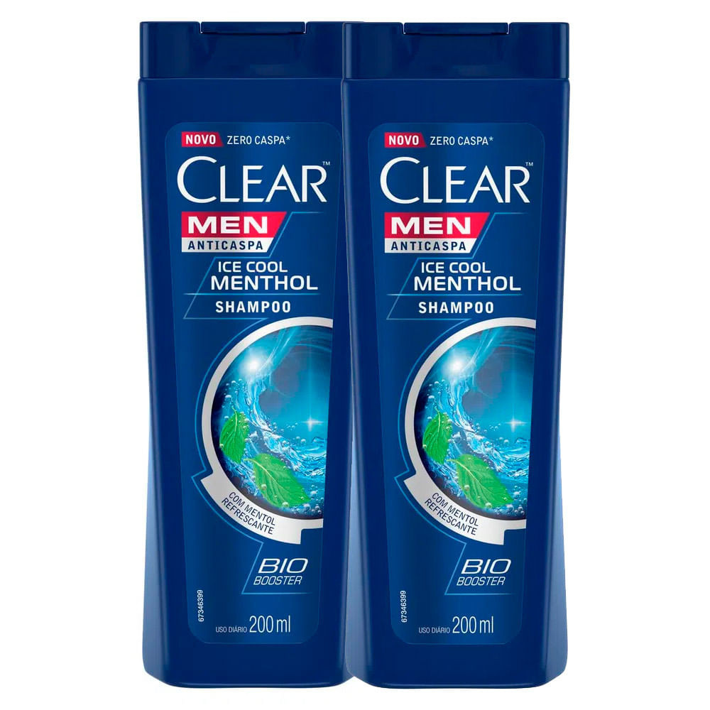 Kit 2 Shampoo Clear Men Ice Cool Menthol 200ml | Shopee Brasil