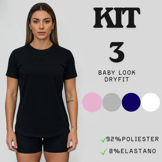 Kit 3 T-Shirts Femininas Dry Fit – Academia, Corrida e Esportes