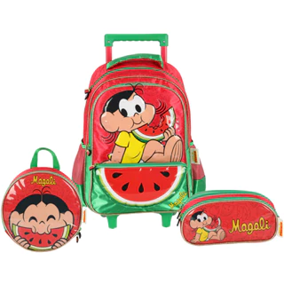 Kit Mochila Rodinhas 2 em 1 Lancheira Estojo Mônica Magali em Oferta na Shopee