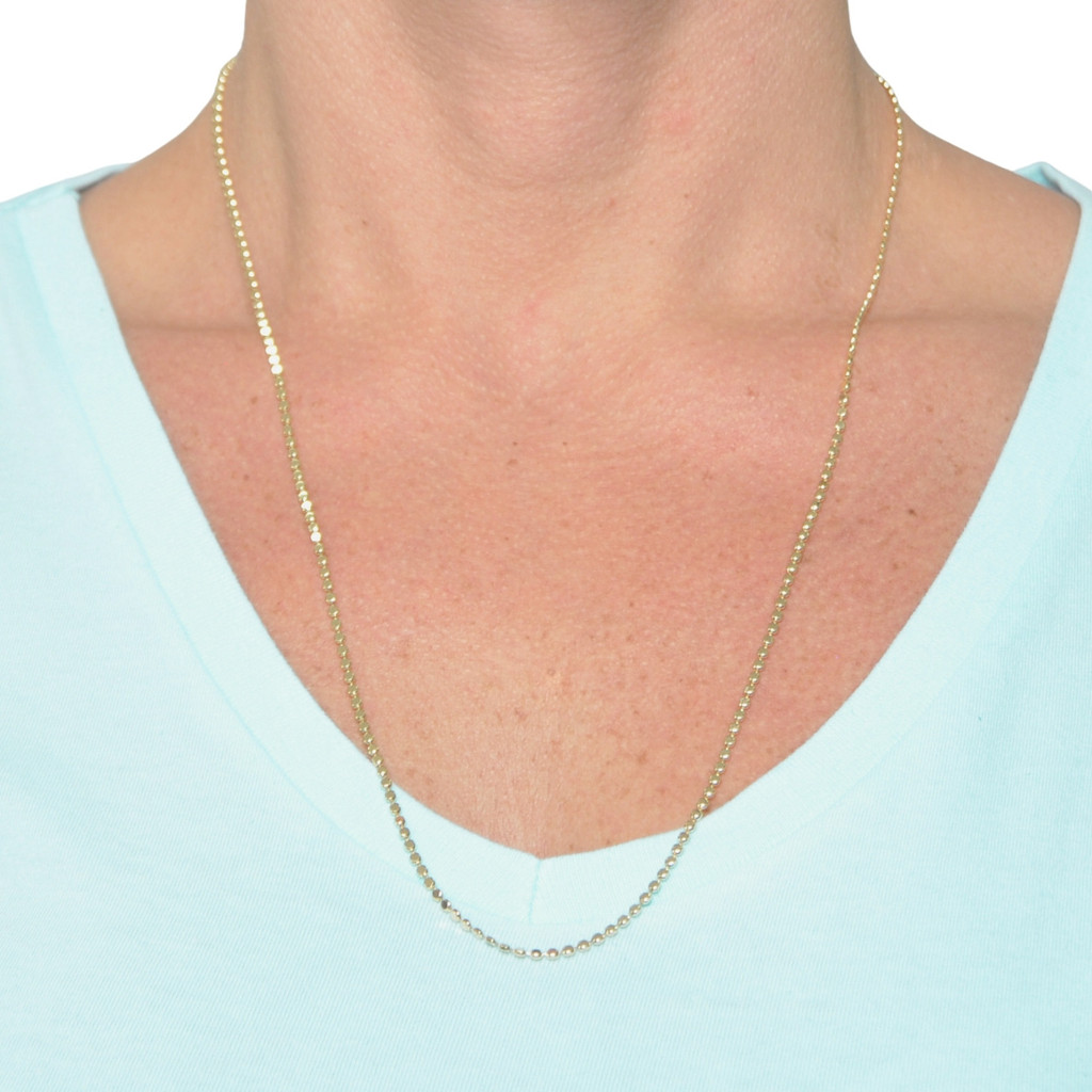 Colar Feminino Dourado Longo Corrente Bolinhas Delicado Comprido ...